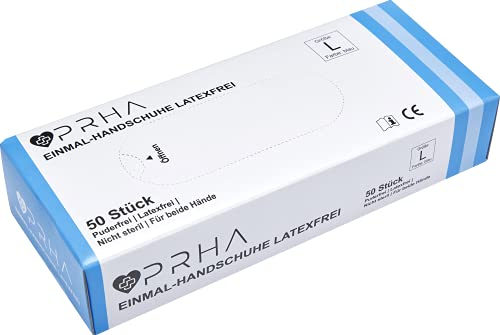 PRHA Latexfreie Einmalhandschuhe/Haushaltshandschuhe, ideal für Haushalts- und Gartenarbeit, Größe L, B-L, Blau