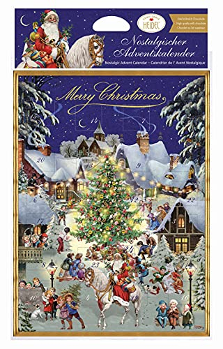 Heidel – Nostalgischer Adventskalender – Adventskalender Schokolade – 24x Vollmilchschokolade – 24 Türchen, 75g