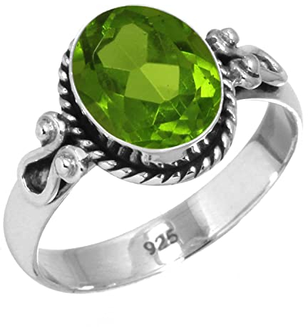 Jeweloporium Grün Peridot-Quarz 925 Silber Ringe für Damen Stein Cocktail Silber Ringe Größe 56(17.8) Valentinstag - Geschenk viktorianisch Schmuck