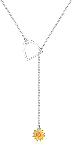 Clearine Sonnenblume Y Halskette 925 Sterling Silber Zirconia Pferd Steigbügel Lariat Y Kette für Damen Mädchen