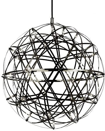 s.luce Atom LED Pendelleuchte Dimmbar Wohnzimmer Hängelampe modern, Farbe Schwarzchrom, Größe Ø 50cm