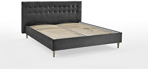 Atlantic Home Collection Bettrahmen Veronika 140 x 200 mit Bettkasten und Lattenrost, Dunkelgrau