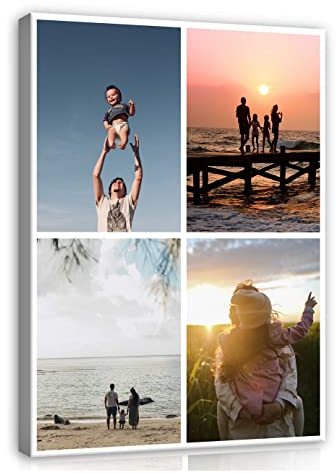 Ihr Foto auf Leinwand Hochformat 60x40 cm - Fotocollage 4 Fotos auf Leinwand - Leinwandbild Canvas Ihr eigenes Wandbild mit Wunschmotiv Personalisiertes Leinwandbilder als Geschenk Kunstdruck