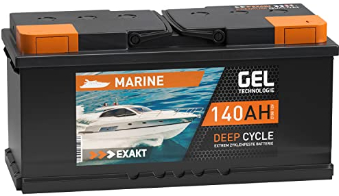 EXAKT GEL Batterie 12V 140Ah Bootsbatterie Marine Schiff Versorgung Solarbatterie Gelbatterie Gel Akku ersetzt 120Ah 130Ah