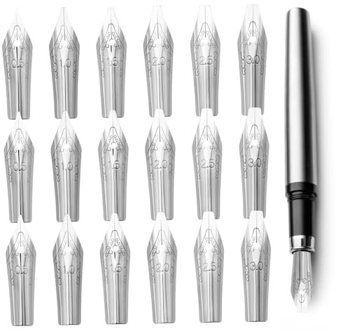 Gadpiparty 30 Stk Ersatzfeder FüR FüLlfederhalter, Edelstahl Stiftspitzen FüR Kalligraphie, Verschiedene GrößEn (1+3+1.5+2.5+0.5+2 Je 5 Stk), Geeignet FüR Studenten Und AnfäNger