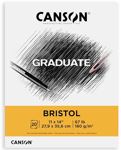 Canson Graduate Bristol Pad, Foldover, 11x14 inch, 20 Sheets | Artist Paper for Adults and Students - Drawing, Sketching, Markers and Art Journaling, White