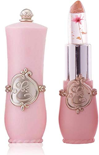 Transparenter Farbwechsel-Lippenbalsam - Gelee-Lippenstift mit Blume - Langlebiger Lippenbalsam mit Wechsel - Farbwechsel-Lippenstift - Befeuchtende Transparente Kristallgelee-Blume (Pulverröhre - 01