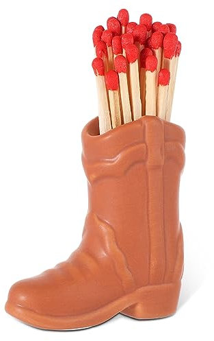 TOYMIS Cowboy Kerzenhalter, Süßer Streichholzhalter Cowboystiefel mit Schlagkerze für Kerzen, Keramik für Innendekoration von Küchen und Badezimmern (Dunkelbraun)