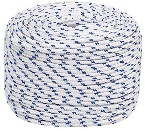 vidaXL Corde de Bateau Corde de Levage Câble d'Amarrage Ancrage Navire Lignes de Gréement Corde à Linge Blanc 8 mm 25 m Polypropylène