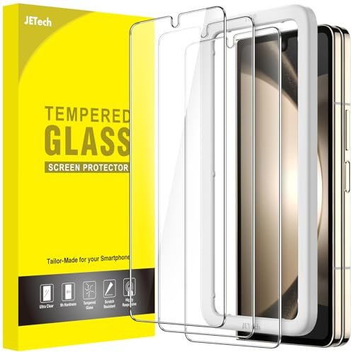 JETech Protection D'écran pour Samsung Galaxy Z Fold 5, Film en Verre Trempé avec Outil d'Installation Facile, Compatible Coque, Transparent HD, Lot de 3