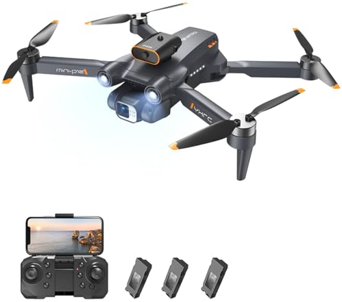 Goolsky Ferngesteuerte Drohne mit Kamera, 4K-Dual-Kamera, 360°-Infrarot-Hindernisvermeidung, bürstenloser Motor, optischer Fluss, schwebender Ferngesteuerter Quadrocopter für Kinder und Erwachsene