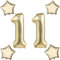Blasses Gold Luftballons Zahl 11+4 pcs stern Folienballon Zahl 11 .Geburtstag mädchen,40 Riesenzahl Ballons 11.geburtstagsdeko Jungen,Zahlenballon 11, Helium Ballons 11 Zahlen Luftballons