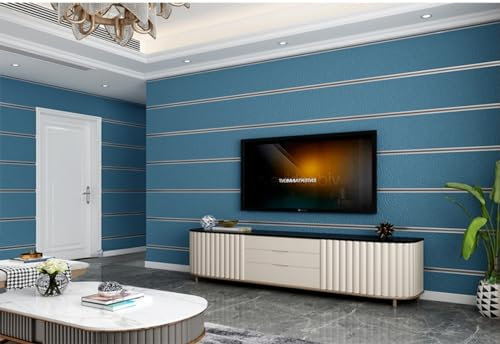 mwpqbd Upgraded Deerskin Velvet High-end Modern Minimalist 3D Wallpaper Plain Non-Woven Living Room Bedroom TV Background Wall Paper 20.8 '* 393.7'Non Peel and Stick Wallpaper (Sapphire Blue 066