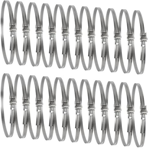 6 Inch Ducting Clamp - 20 Pieces of Adjustable Stainless Steel Duct Hose Clamps with Worm Gear - Wide Diameter Range Fastener for Flexible Ducting (Pack of 20)