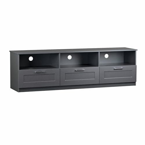 WeHome - Mobile Porta TV 3 Vani aperti e 3 Ante, 180x40x54cm, Armadio Moderno Per TV in Legno MDF e Maniglie Cromate, Supporto Tv Con Fori Passacavi, Mobile TV Per Soggiorno o Salotto (Antracite)