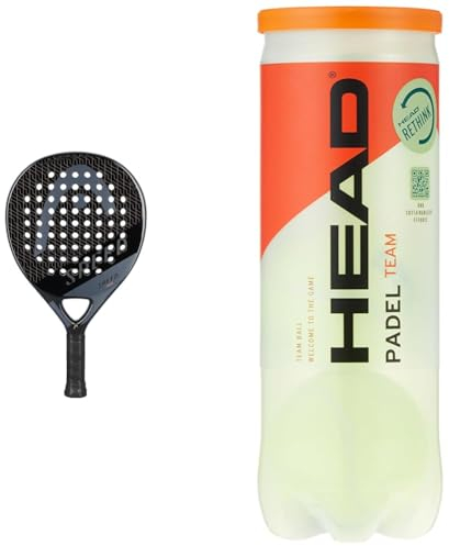 HEAD EVO Speed 2023, Palas De Pádel Unisex Adulto, Negro (Black), Talla Única & Tube 3 Padel Balls
