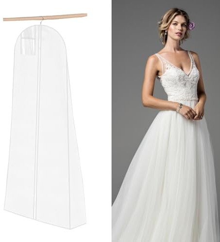 Kleidersack Brautkleid,Brautkleidhülle Kleidersack Lang 180x60cm Anti-Staub Atmungsaktiver Hochzeitskleid Kleidersäcke mit Reißverschluss für Brautkleider Abendkleider Wedding Dress Lang Mäntel (Weiß)