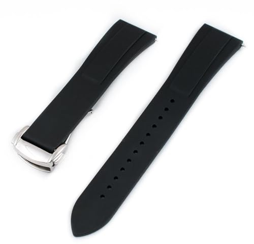 StrapHabit FKM Deloyment Uhrenarmband aus Gummi mit Schnellentriegelung für große und kleine Handgelenke, für Damen und Herren, 19 mm, 20 mm, 21 mm, 22 mm (19 mm, Schwarz)