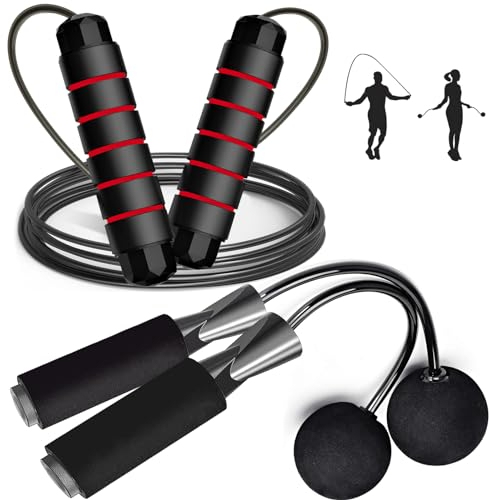 Jump Rope, Exercise Jumprope for Men Women and Kids Workout,Rapid Speed Jumping Rope for Cardio and Endurance Training,for Home Aerobic Exercise Equipment (Black+Red)