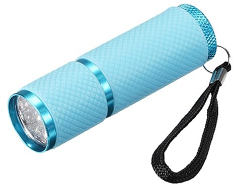 PATIKIL 9 LED Brillan en la Oscuridad Linternas Mini Aluminio Goma Linterna Revestida Linterna con Correa para Acampar Senderismo Fiesta Azul