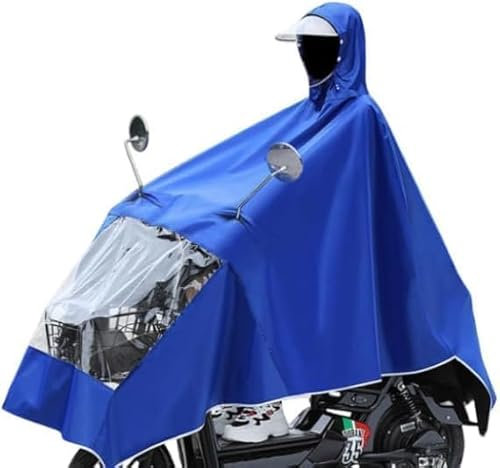 Yunzhou Waterproof Rain Poncho Bicycle Bike Rain Cape Poncho Hooded Windproof Rain Coat Lightweight Compact Reusable for Adult (Blue)