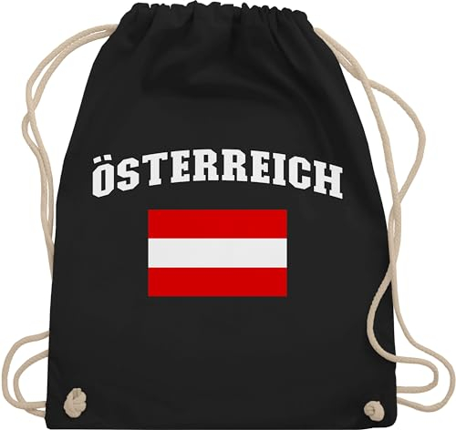 Turnbeutel Rucksack - Fußball EM WM - Taschen - Österreich Schriftzug mit Flagge | Austria - Unisize - Schwarz - fußball-em fanartikel europameisterschaft österreich tasche fussball trikot 2024