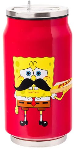 Silver Buffalo Spongebob Schwammkopf Pizza Delivery Diet Dr. Kelp Edelstahl doppelwandige Dosenform, 345 ml