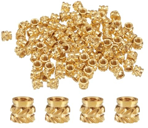 QUARKZMAN 100 Stück M2,5 Gewindeeinsätze aus Messing, Einschmelzgewinde M2,5x3,5mm, Ø 4mm gerändelte Einsätze, 3D Druck Messingmuttern weibliche Gewindeeinsätze Muttern