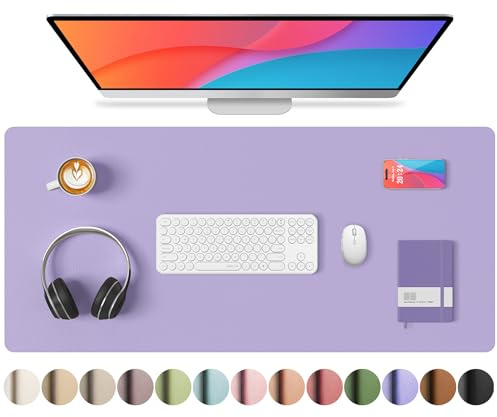 Schreibtischunterlage aus Leder, Mauspad, rutschfeste Computermatte, PU-Leder-Büromatte für Zuhause und Büro, wasserdichter Laptop-Schreibtischunterlage für Tastatur und Maus, weiches Violett (40 x 80