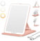 Auxmir Kosmetikspiegel mit Beleuchtung, USB Wiederaufladbar Schminkspiegel, Faltbar Spiegel Reisespiegel mit 3 Lichtfarben für Zuhause Reise, Rosagold
