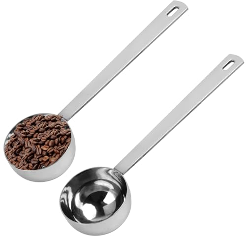 Set 2 PièCes Cuillere A Cafe, Cuillere Doseuse Acier Inoxydable, CuillèRe Doseuse Café Avec Trou De Suspension à L'ExtréMité, 30ml, Argent