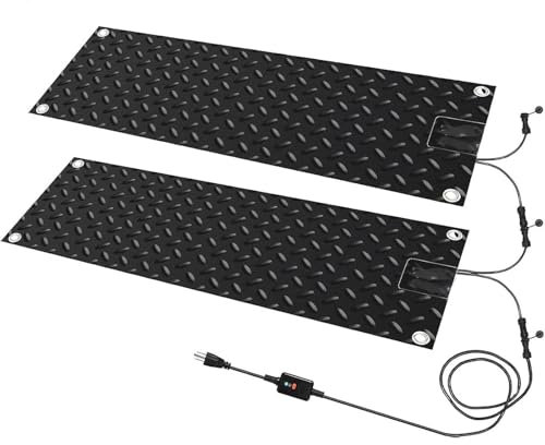 PRMTYUP Beheizte Schneeschmelzmatten, rutschfeste, Eisbeheizte Gummimatte FüR Den AußEnbereich, Beheizte Schneeschmelzmatte FüR Treppen, rutschfeste, Schneeschmelzende,2pcs,10x48in