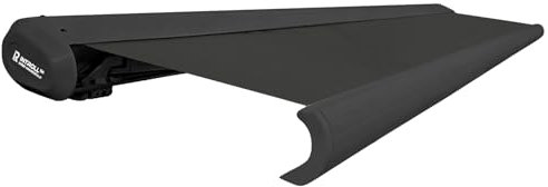 INTELROLL INT500 Full Cassette Retractable Awning, Canopy 4m x 3m (13.1ft x 9.10ft) For Garden Patio or Shop Front Manual Control Grey Frame with PU Coated Polyester Fabric 290gsm in Anthracite Grey