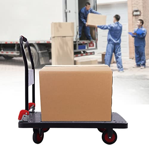 HUSPOO Transportwagen Klappbar, 400 KG Rollwagen Plattformwagen mit Bremsen, Geräuscharmer Wagen, Große Ladefläche 58 * 88 cm