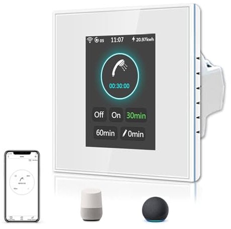 LANBON L8-HB LCD 20A Heater Timer Smart Switch Work with Homekit/Smart Life APP & Alexa/Google Home,24 Hour Immersion Heater Segment Timer Switch for Storage/Immersion Water Heater/Electric Boiler