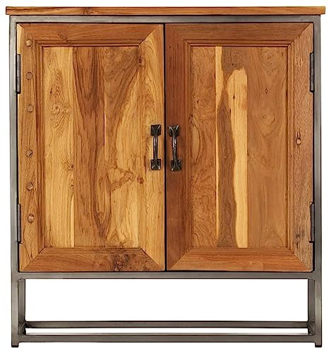 Anrichte aus Teakholz und Stahl, 65 x 30 x 70 cm, kangqiling246279