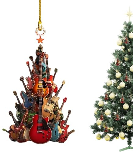 Rock Around The Guitar Christbaumschmuck - Rock and Roll Weihnachtsschmuck für Gitarre, Musikinstrumente von Gu