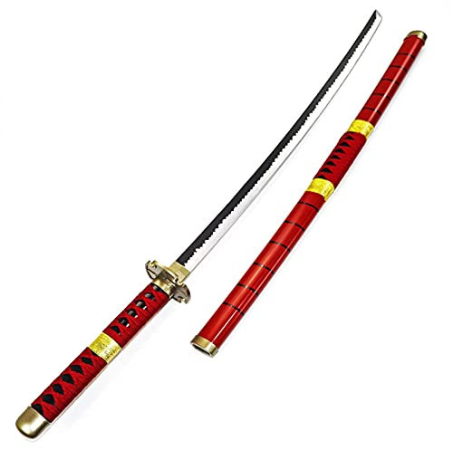 QWWZVQHJ Épée en Bois de samouraï Ninja, Cosplay de samouraï Noir animé, épée de Couteau de Ninja Katana armé, Jouets for Adolescents, Rouge
