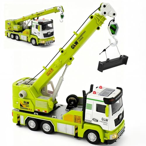 Crane Truck Toy for Boys-1:40 Simulation Model, Educational Construction Toys with Realistic Lights & Sounds, Perfect Christmas Birthday Gifts for Kid Ages 3 4 5 6 7 8 Years Old (Crane Truck)