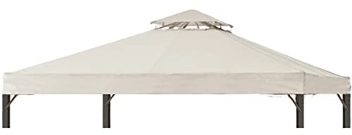 DURCOVER Pavillon-Ersatzplatte, 3 x 3,6 m, Pavillon-Überdachung, Ersatzabdeckung für 2-stöckige Outdoor-Terrasse, Gartenzeltrahmen, Überdachung mit Lüftungsschlitzen, Beige