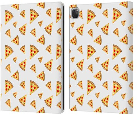 Head Case Designs Offizielle PLdesign Coole Lustige Pizzastücke Weiß Ernährungsmuster Leder-Wallet-Hülle Kompatibel mit Apple iPad Pro 12.9 2020/2021/2022