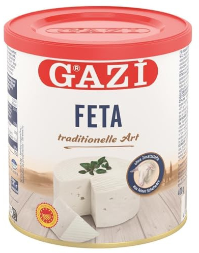Gazi Feta in Salzlake - 1x 400g Dose - 43% Fett i.Tr. | traditionell hergestellter Feta-Käse | mit authentischem Geschmack | aus 100% griechischer Schafsmilch