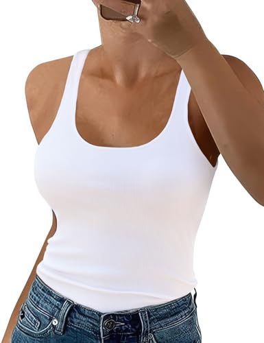 Niwicee Debardeur Femmes Débardeur À Larges Bretelles Slim Fit Tank Top sans Manches Extensibles Côtelées Top Basiques Chemise pour Le Sport, Le Yoga, La Gym Et Les Sorties