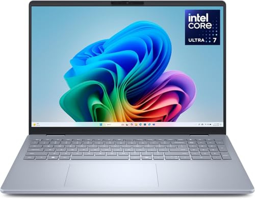 Dell 16 Plus Laptop Copilot+ DB16250, 16” 16:10 2.5K (2560x1600) Intel Core Ultra 7 256V, Intel Arc Graphics, 16GB RAM, 512GB SSD, Win 11 Home, Backlit Keyboard, Fingerprint Reader, Ice Blue