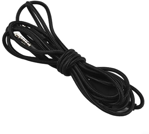 Ersatz-AUX-Kabel für Logitech G Pro X, G233, G433 Headsets – 2 m Nylon, vergoldeter 3,5-mm-Stecker mit drehbarem Lautstärkeregler und Stummschalter (schwarz)