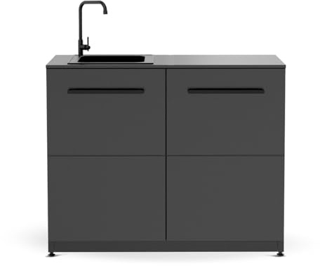 Cozze® Elements Utekök 110 – vaskmodul med inbyggd diskho och 15 mm HPL-bänkskiva, galvaniserat & pulverlackerat stål, justerbara fötter, 90 x 110 x 60 cm