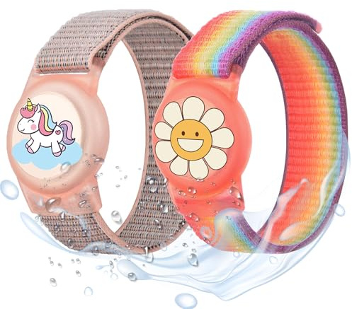 MIRPARVA Kinder Armband für AirTag, Nylon Wasserdicht Armband Kompatibel mit AirTag, Verlust Kratzfeste Versteckt Hülle für Erwachsene Kleinkind
