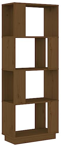 QJBSAVVA Bücherschrank Honigbraun 51x25x132 cm Kiefer Massiv, Schmales Regal mit Raumteiler Funktion, Modernes Design, Deko Standregal für Wohnzimmer Büro Flur