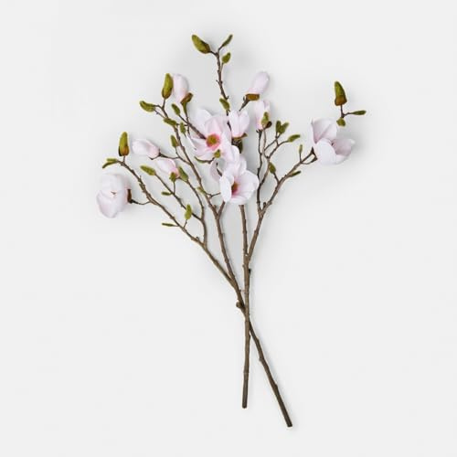 Loberon Deko-Blume 2er Set Aurélines - Täuschend Echte Magnolienblüten - Formbarer Stil - Detailreich Gearbeitet - Kunstblume - Eisendraht - Polyester, Hellrosa