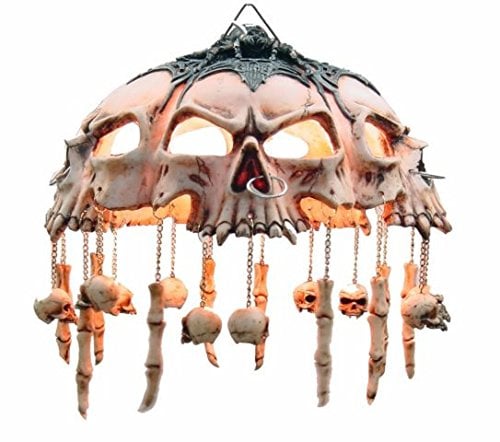 vogler Gruselige Totenkopf Deckenlampe - Skelett Hängelampe mit Schädeln und Knochen - Gothic Horror Deko für Wohnzimmer Schlafzimmer - E27